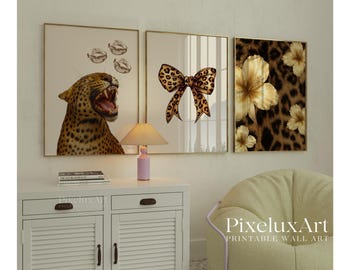 Glam Leopard Wall Art Set – 6 Trendy Posters, Y2K Fashion Decor, Chic Leopard Print, Aesthetic Apartment Decor, Wild Fashion Wall Prints, image 3