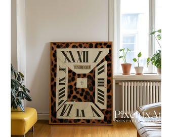 Luxury Club Leopard Poster, Retro Collage Wall Art, Fashion Print, Aesthetic Vintage Print for Girly Apartment Decor, Preppy Room Style, image 6