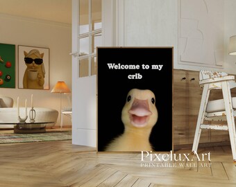Welcome to My Crib Duck Wall Art, Collage Dorm Room Wall Art, Bedroom Wall Art, Funny Animal Print, Funny Duck Poster, image 3