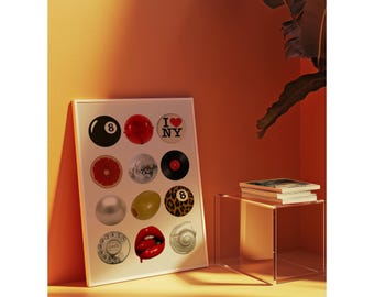 Retro Collage Wall Art, Trendy Wall Art, Y2K Aesthetic Poster, Funky Printable Decor, Photo Collage Print, 8 Ball, Vintage Poster, image 9