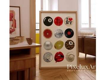 Retro Collage Wall Art, Trendy Wall Art, Y2K Aesthetic Poster, Funky Printable Decor, Photo Collage Print, 8 Ball, Vintage Poster, image 8