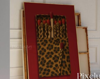 Leopard Matchbox Wall Art • Vintage Matchbox Print, Retro Leopard Decor, Matchbox Wall Art for Eclectic & Bold Home Style, Trendy Dorm Room, image 3