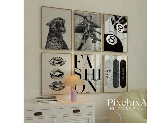 Stockholm Style Black & White Leopard Wall Art Set