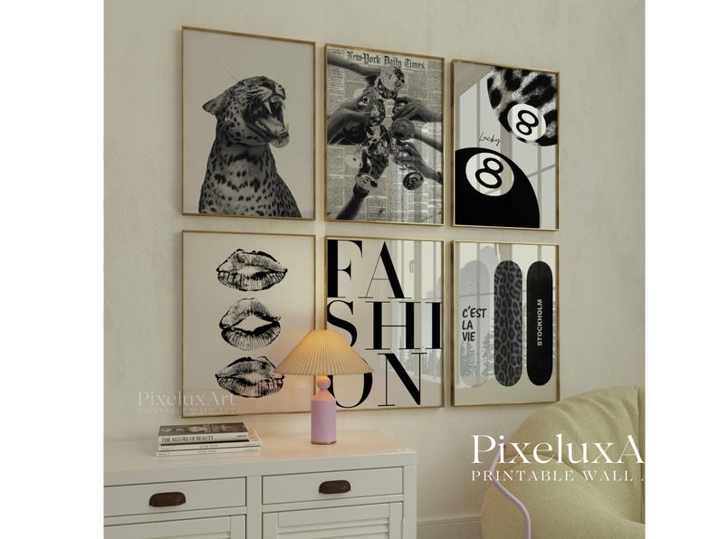 Stockholm Style Black & White Leopard Wall Art Set