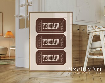 Yeehaw Ticket Wall Art | Western Typography Print | Rustic Cowboy Decor | Country Farmhouse Poster, image 6