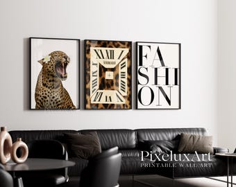 Leopard Fashion Wall Art Set of 3 – Stockholm Style Printable Decor, Luxury Club Leopard Prints, Modern Minimalist Gallery Posters, image 4