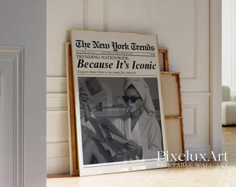Trendy Newspaper Print, Because It's Iconic Retro Girly Wall Art, Dorm Room Poster, Magazine Headline Newspaper Art Print for Girl Apartment, image 6