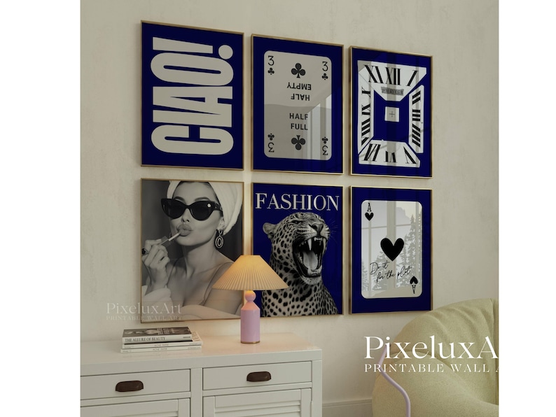 Navy Blue Set of 6 Trendy Gallery Wall Art