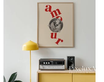 Disco Amour Wall Art, Retro Collage Wall Art, Funky Vintage Print, Aesthetic Poster for Cool Dorm Room Decor, Funky Trendy Wall Decor, image 6
