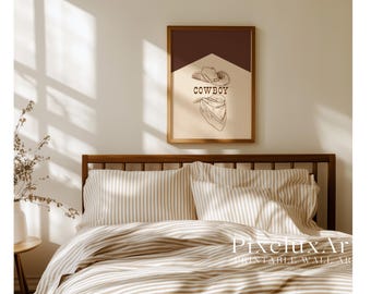 Cowboy Wall Art Print, Western Ranch Decor, Rustic Country Home Poster, Cowboy Hat & Bandana Illustration, Rodeo Western Boys Room Decor, image 3