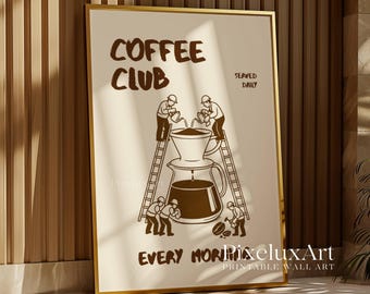 Club Coffee Wall Art, Coffee Cart Print, Retro Coffee Poster, Coffee Station Decor, Coffee Lovers Art, Coffee Bar Print Art, Coffee Vibes, image 9