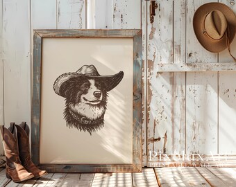Cowboy Dog Wall Art | Western Country Printable | Rustic Farmhouse Decor | Cute Dog Illustration | Vintage Western Poster, image 4