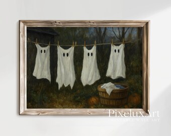 Halloween Ghost Wall Art Bundle – Spooky Rustic Halloween Prints, Moody Vintage Skull & Ghost Gallery Set Printable Halloween Wall Decor, image 3