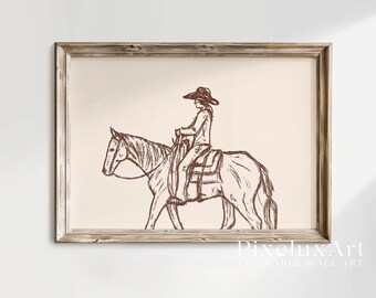 Cowgirl Wall Art | Western Female Cowboy Print | Rustic Farmhouse Decor | Rodeo Girl Poster | Country Western Wall Art Printable