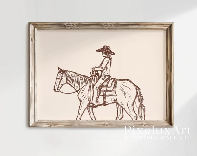 Cowgirl Wall Art | Western Female Cowboy Print | Rustic…