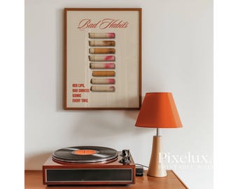 Trendy Wall Print - Red Lips, Cigarettes & Iconic Chaos, Retro Wall Art, Coquette Aesthetic Print, Vintage Poster, Girl Apartment Decor, image 9