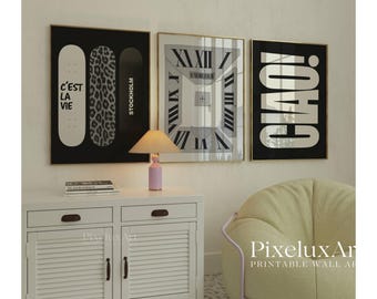 Retro Black and White Gallery Wall Art, Set of 6 Aesthetic Chic Apartment Decor, Trendy Fashion Collage Print, Stylish Y2K Wall Art, image 3