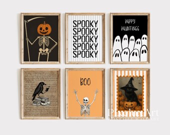 Halloween Wall Art Bundle Set of 18 – Spooky Ghosts, Pumpkins, Witches, Skeletons & Haunted House Prints | Rustic Dark Academia Fall Decor, image 4
