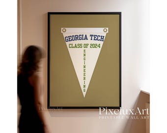 Custom Graduation Pennant Flag | Vintage Custom Pennant Flag, Trend Dorm Room Decor, Printable Senior Gift, Retro Collage Wall Art for Gift, image 5