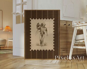 Cowboy Walking Wall Art | Rustic Western Decor | Vintage Country Poster | Neutral Farmhouse Printable, image 6