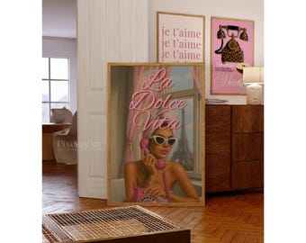 La Dolce Vita Y2k Wall Art Trendy Print, Trendy Collage Apartment Print, Pink Stylish And Cool Girl Aesthetic Art for Teen & Dorm Room, image 3
