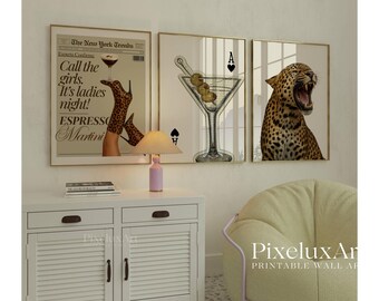 Retro Leopard Wall Art Set – 6 Trendy Posters, Y2K Fashion Decor, Trendy Leopard Print, Aesthetic Apartment Decor, Leopard Wall Art, image 3