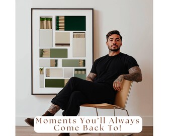 Sage Green Matchbook Canva Template • DIY Custom Matches Poster • Personalized Matchbox Digital Download • Editable Matchbook Blank Art Gift, image 3