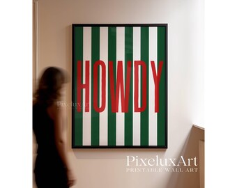 Howdy Wall Art Print, Western Typography Poster in Green & Red, Rustic Cowgirl Aesthetic, Southern Country Decor, Trend Wild West Wall Print, image 8