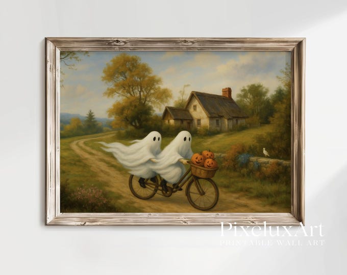Ghosts on Bicycle Wall Art – Spooky Halloween Printable…