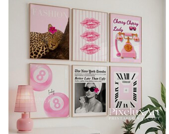 Pink Leopard Wall Art Set: Coquette Dorm Wall Decor (Digital Download, image 3