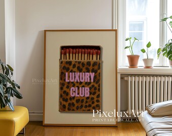 Retro Leopard Matchbox Art Print, Luxury Club Print Wall Art, Trendy Wall Art, Funky Dorm Decor, Y2K Girl Room Printable, Dorm Room Print, image 8
