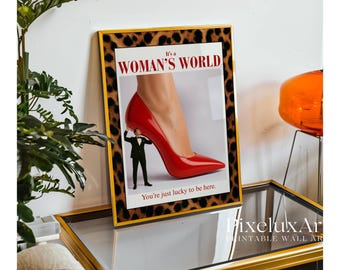 Feminist Wall Art, Red Funky Art, Trendy Leopard Wall Art, Aesthetic Y2K Dorm Decor, Retro Fashion Feminist Poster, Funky Collage Wall Art, image 8