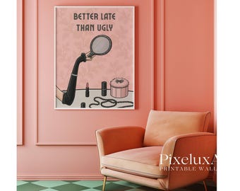 Makeup Poster, Retro Girly Wall Art, Lipstick Print, Feminine Dorm Art, Chic Perfume Illustration, Preppy Vanity Wall Art, Feminist Poster, image 5