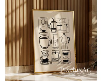 Coffee Art Print: Minimalist Kitchen Cafe Decor (Digital Download), image 7