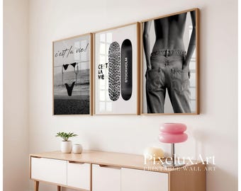 Stockholm Style Wall Art Set, Black and White Fashion Poster Trio, C’est La Vie Print Bundle, Modern Scandinavian Decor, image 4