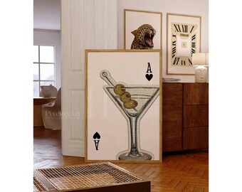 Dirty Martini Art Print, Trendy Martini Print, Cocktail Poster, Bar Cart Poster, Cocktail Print, Dirty Martini Print, Aesthetic Ace Print, image 3