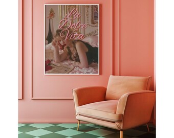 Trendy Collage Apartment Print, La Dolce Vita Y2k Wall Art Trendy Print, Pink Stylish And Cool Girl Aesthetic Art for Teen & Dorm Room, image 7