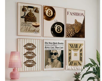 Retro Leopard Wall Art Set – 6 Trendy Posters, Y2K Fashion Poster, Trendy Leopard Print, Aesthetic Dorm & Apartment Decor, Leopard Wall Art, image 3