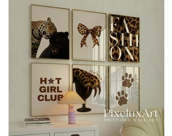 60+ Retro Neutral Leopard Wall Art Set – Printable Leopard Gallery, Y2K Fashion Decor, Leopard Print, Aesthetic Dorm & Apartment Decor, image 4