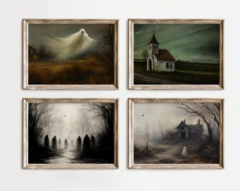 Moody Gothic Halloween Wall Art Bundle Set | Vintage Ghost Prints, Dark Aesthetic Gallery Wall Decor, Gothic Halloween Gallery Posters, image 6