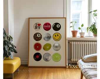 Retro Collage Wall Art, Funky Vintage Print, Trendy Aesthetic Poster for Cool Dorm Room & Gallery Wall Decor, Pop Icons Artwork, Retro Art, image 5