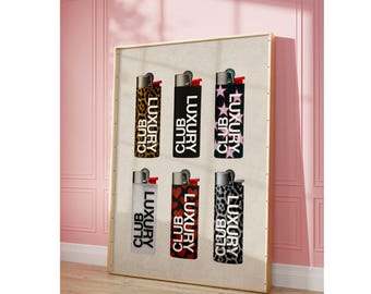 Retro Lighter Print, Retro Collage Aesthetic Decor, Girly Dorm Room / Apartment Decor, Trendy Wall Art, Leopard Funky Print, Luxury Club Art, image 9