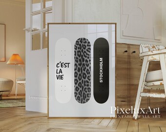 Trendy Black and White Fashion Wall Art, Set of 6 Modern Aesthetic Chic Apartment Decor, Stylish Y2K Wall Art, Fashion Leopard Print,, image 6