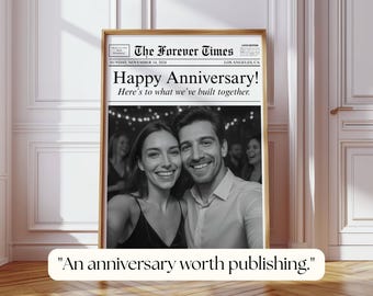 Couples Anniversary Newspaper Poster • Canva Template Newspaper • DIY Newspaper Print for 1st Anniversary Gift, Valentine's Day, Him, Her, image 3