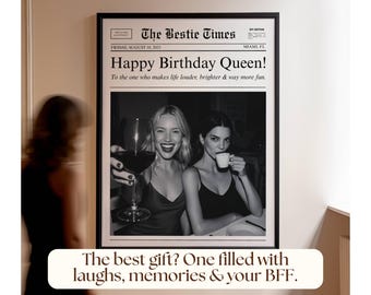 Custom Birthday Newspaper Gift for Best Friend, DIY BFF Newspaper Template, Personalize Printable Birthday Newspaper, Newspaper for Bff Gift, image 3