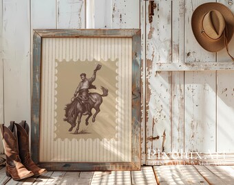 Rodeo Cowboy Wall Art | Western Horse Riding Print | Rustic Farmhouse Decor | Vintage Country Poster | Western Wall Art, image 3