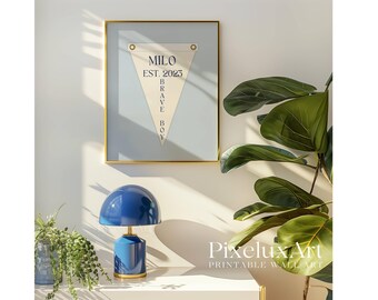 Custom Baby Name Pennant Flag | Personalized Nursery Banner, Soft Pastel Printable, Newborn Wall Art, Baby Shower Gift, Baby Room Decor, image 6