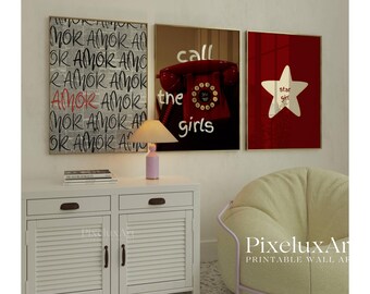 Red Retro Wall Art Prints: Y2K Dorm Decor Set (Digital Download), image 5