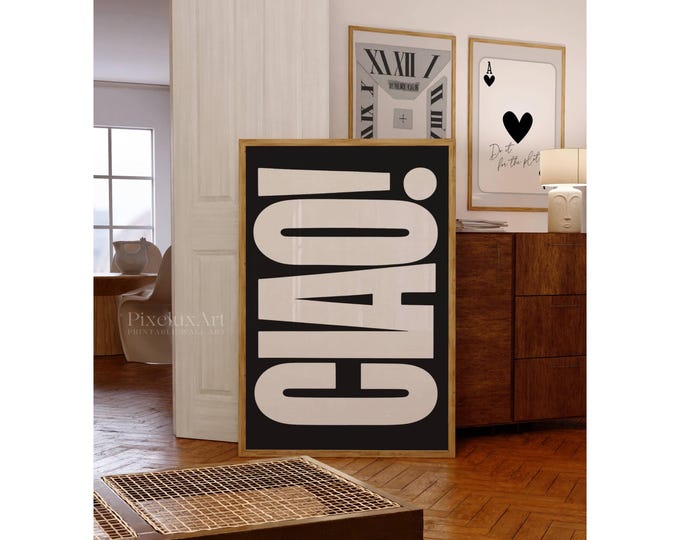 Ciao Poster Italy Quote, Retro Typography Wall Art, Bold…