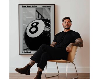 Retro Lucky 8 Ball Print, Pool Ball, Collage Wall Art, Game Room Print, Trendy Retro Bar Cart Print, Retro 70s Poster, Trendy Wall Art, image 6